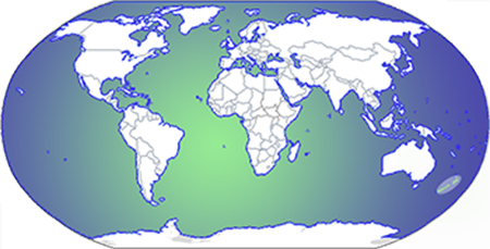 A map of the world with NZ higlighted