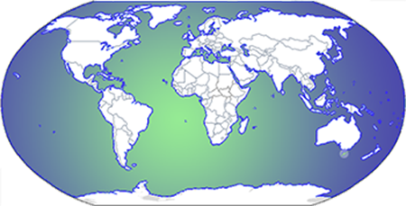 South America highlighted on a map of the world